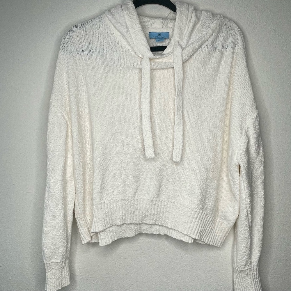 Cece Women Cream 100% Cotton‎ Hoodie Oversized Pullover Sweater Large Knit